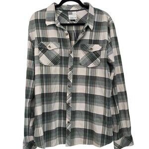 O'Neill Mens‎ Flannel Shirt L Green Plaid Long Sleeve Button Up Casual
